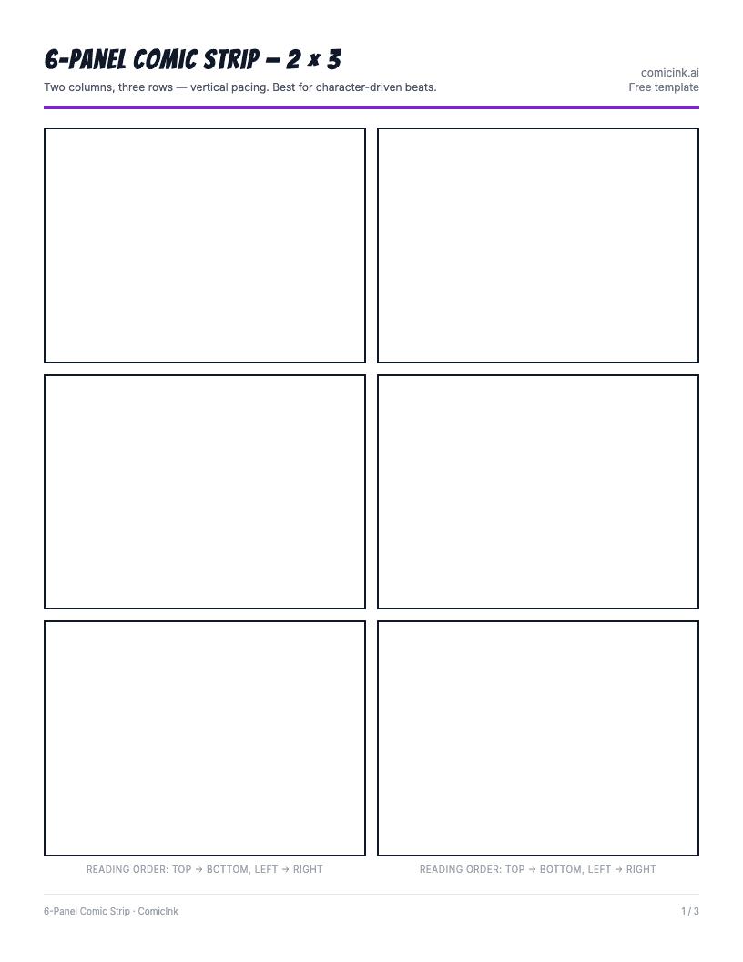 6-Panel Comic Strip Template preview