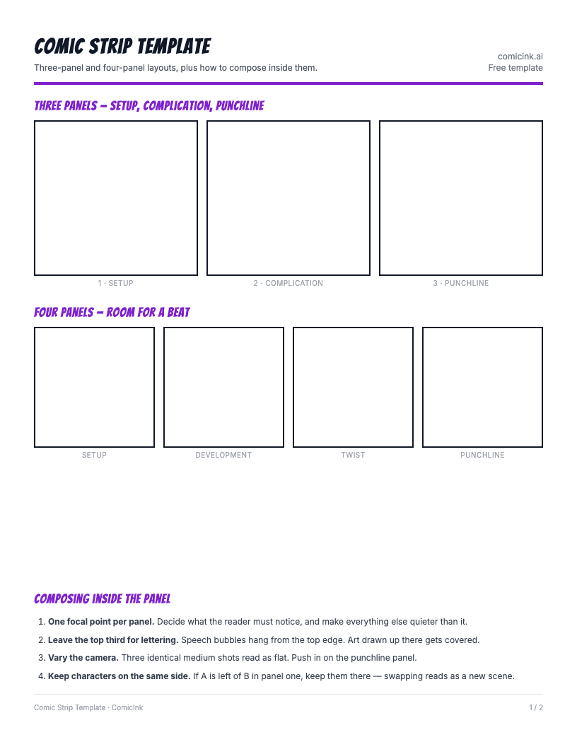 Drafting Project Sample Pdf Comic Strip Template β Free Printable PDF | ComicInk | ComicInk