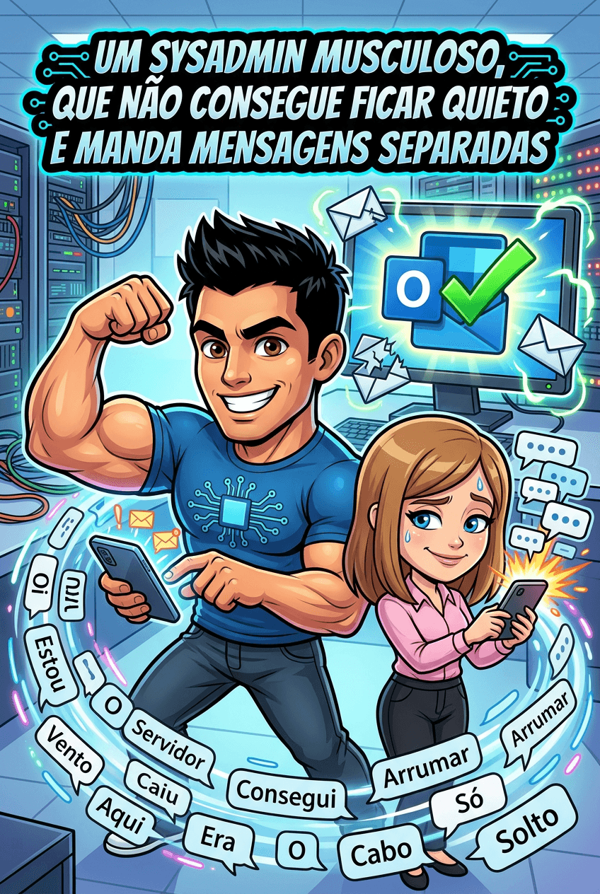 Cover of um sysadmin musculoso, que não consegue ficar quieto e manda mensagens separadas - um sysadmin musculoso, que não consegue ficar quieto e manda mensagens separadas