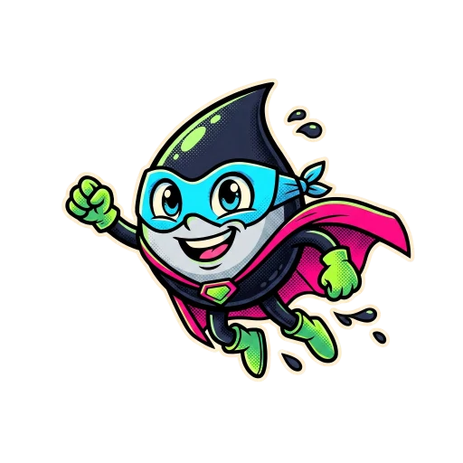 Sidekick, the ComicInk mascot — a caped ink-drop hero